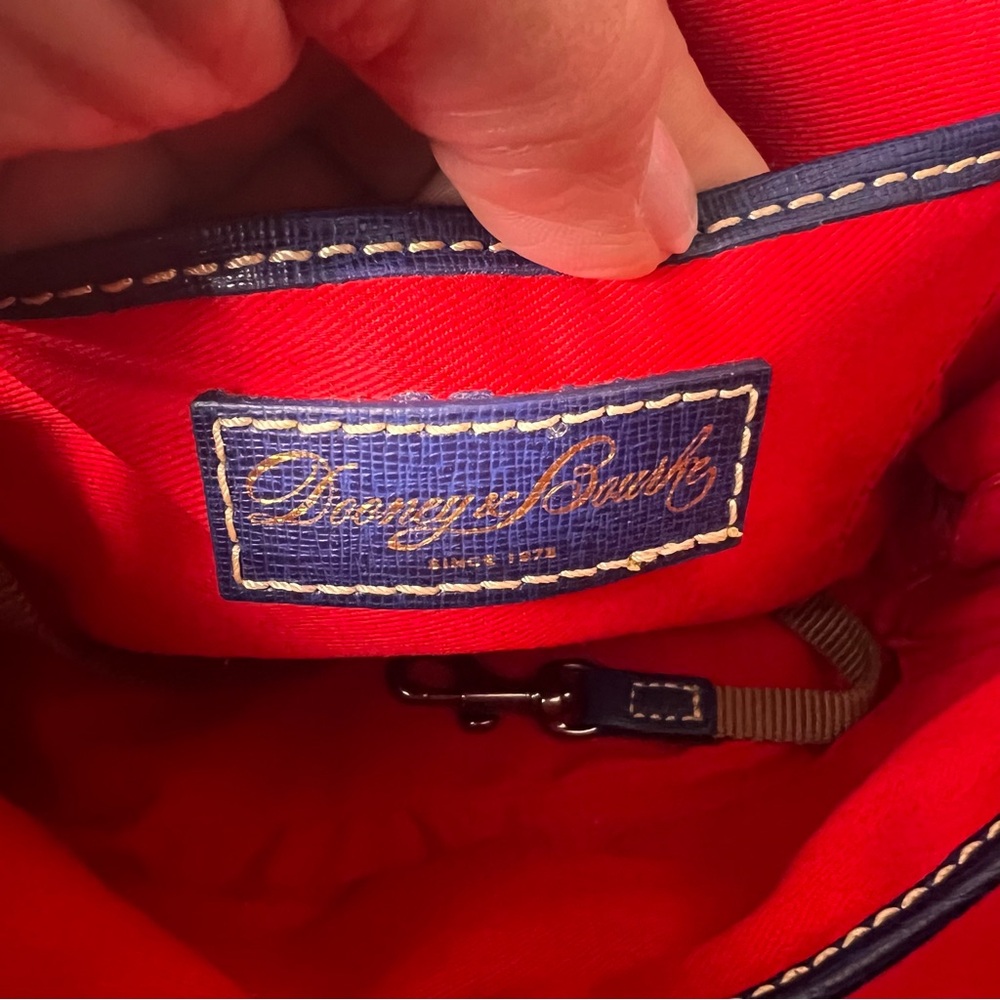 Dooney & Bourke Hydrangea Monogram Bitsy Bag in white and marine blue - Picture 15 of 17
